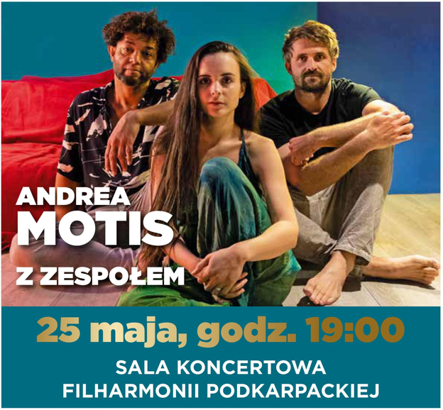 grafika ze zdjęciem Andrei Motis z zespołem