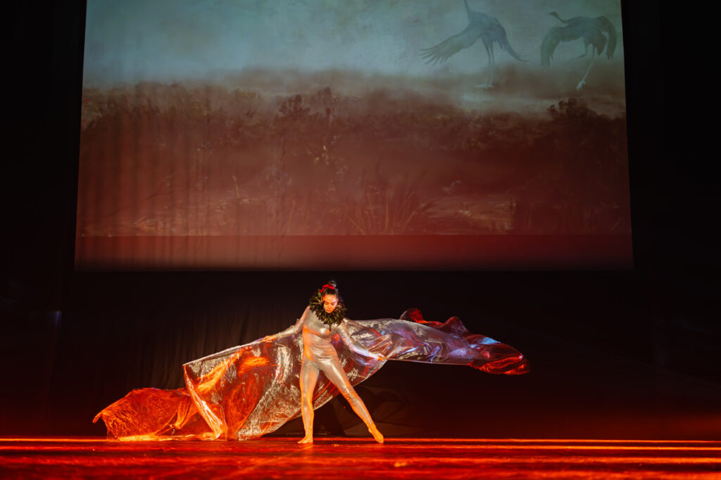 Soliści Akrobatycznego Teatru Tańca Mira - Art w czasie widowiska "Chełmoński. Dźwiękiem malowane"